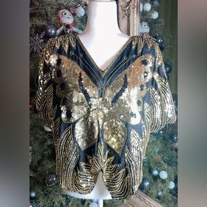 Vintage Sequence Butterfly Top